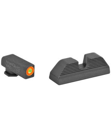 AmeriGlo GL353 Protector Sight Set for GlockGreen Tritium Orange Outline Front Sight-Black Serrated Rear Sight