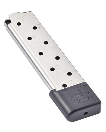 CMC Products 12150 Power Mag Plus 10rd 45 ACP Fits 1911 Government Stainless Steel w/ Black Base Pad