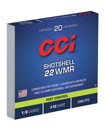 CCI 0025 Pest Control Shotshell 22WMR 52gr #12Shot 20 Per Box/100 Case
