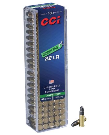 CCI 0033 Green Tag Competition 22LR 40gr Lead Round Nose 100 Per Box/50 Case