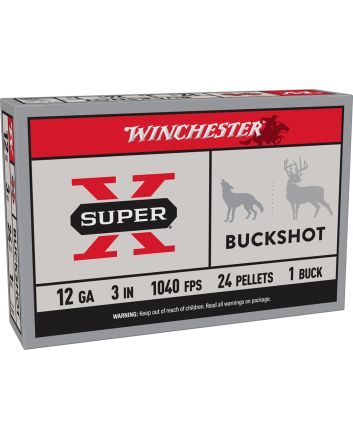 Winchester Ammo XB1231 Super X12Gauge 3" 1Buck Shot 5 Per Box/50 Case