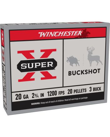 Winchester Ammo XB203 Super X20Gauge 2.75" 20Pellets 3Buck Shot 5 Per Box/50 Case