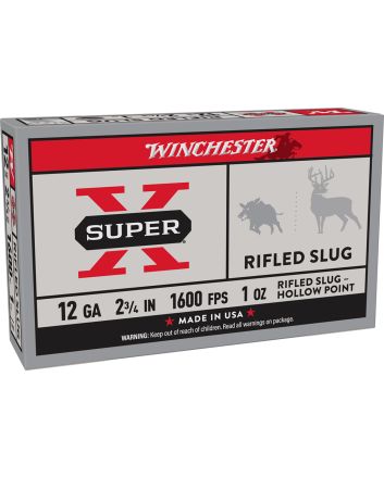 Winchester Ammo X12RS15 Super X12Gauge 2.75" 1oz Rifled Slug Shot 5 Per Box/50 Case