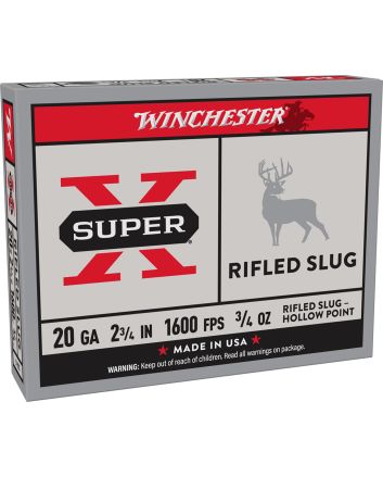 Winchester Ammo X20RSM5 Super X20Gauge 2.75" 3/4oz Rifled Slug Shot 5 Per Box/50 Case