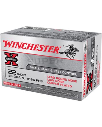 Winchester Ammo X22S Super X22Short 29gr Lead Round Nose Low Noise Copper Plated 50 Per Box/100 Case