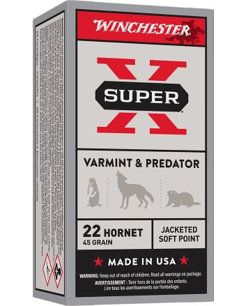 Winchester Ammo X22H1 Super X22Hornet 45gr Jacketed Soft Point 50 Per Box/10 Case