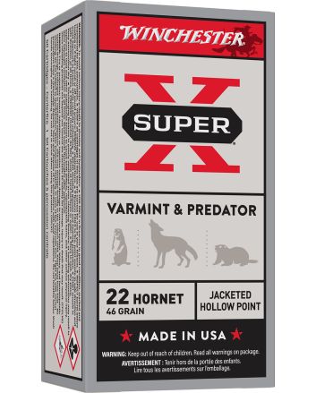 Winchester Ammo X22H2 Super X22Hornet 46gr Jacketed Hollow Point 50 Per Box/10 Case