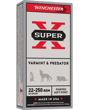 Winchester Ammo X222501 Super X22-250Rem 55gr Jacketed Soft Point 20 Per Box/10 Case