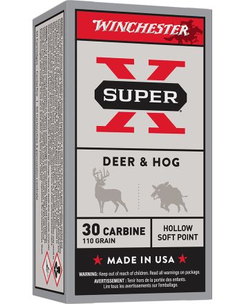 Winchester Ammo X30M1 Super X30Carbine 110gr Hollow Soft Point 50 Per Box/10 Case