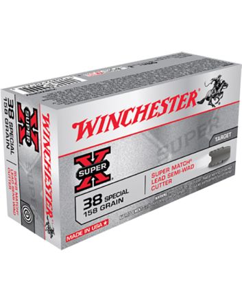 Winchester Ammo X38WCPSV Super X38Special 158gr Super Match Lead Semi Wadcutter 50 Per Box/10 Case