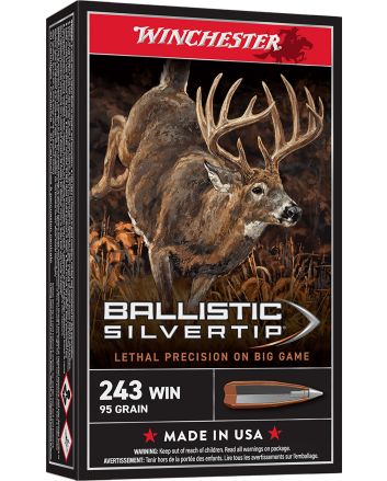 Winchester Ammo SBST243A Ballistic Silvertip243Win 95gr Rapid Controlled Expansion Polymer Tip 20 Per Box/10 Case