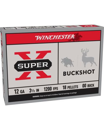 Winchester Ammo XB12L00 Super X12Gauge 3.50" 18Pellets 00Buck Shot 5 Per Box/50 Case