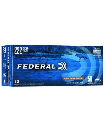 Federal 222A Power-Shok222Rem 50gr Jacketed Soft Point 20 Per Box/10 Case