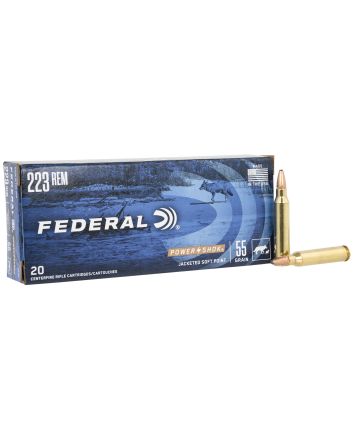 Federal 223A Power-Shok223Rem 55gr Jacketed Soft Point 20 Per Box/10 Case