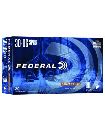 Federal 3006B Power-Shok30-06Springfield 180gr Jacketed Soft Point 20 Per Box/10 Case