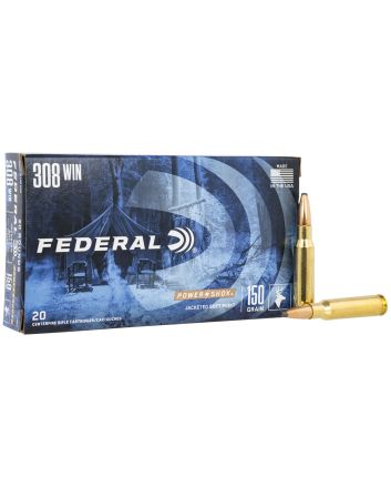 Federal 308A Power-Shok308Win 150gr Jacketed Soft Point 20 Per Box/10 Case