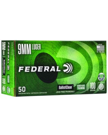 Federal BC9NT3 BallistiClean Reduced Hazard Training 9mmLuger 100gr Lead Free Frangible 50 Per Box/20 Case