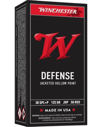 Winchester Ammo USA38JHP USA38Special+P 125gr Jacketed Hollow Point 50 Per Box/10 Case
