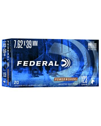 Federal 76239B Power-Shok7.62x39mm 123gr Jacketed Soft Point 20 Per Box/10 Case