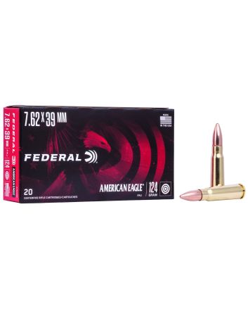 Federal A76239A American Eagle Rifle 7.62x39mm 124gr Full Metal Jacket 20 Per Box/25 Case