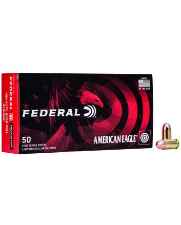 Federal AE380AP American Eagle Handgun 380ACP 95gr Full Metal Jacket 50 Per Box/20 Case