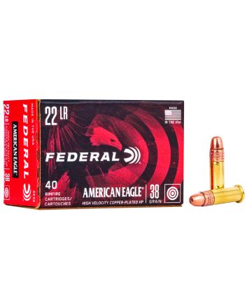 Federal AE22 American Eagle22LR 38gr Copper Plated Hollow Point 40 Per Box/100 Case