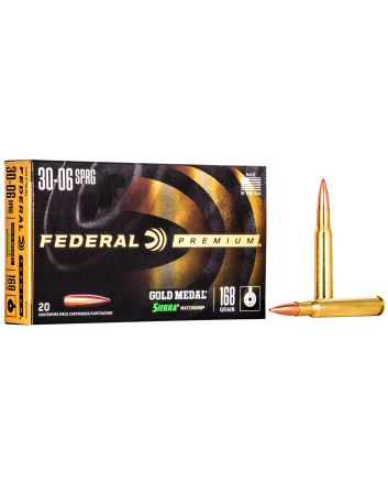 Federal GM3006M Premium Gold Medal 30-06Springfield 168gr Sierra MatchKing BTHP 20 Per Box/10 Case