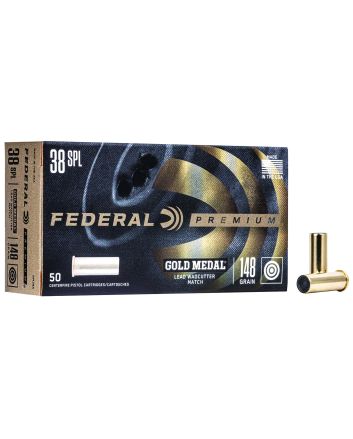 Federal GM38A Premium Gold Medal 38Special 148gr Lead Wadcutter 50 Per Box/20 Case