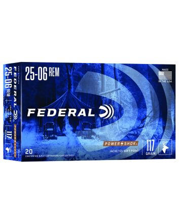 Federal 2506BS Power-Shok25-06Rem 117gr Jacketed Soft Point 20 Per Box/10 Case