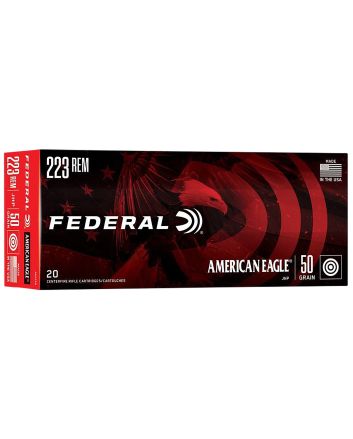 Federal AE223G American Eagle Varmint &amp; Predator 223Rem 50gr Jacketed Hollow Point 20 Per Box/25 Case