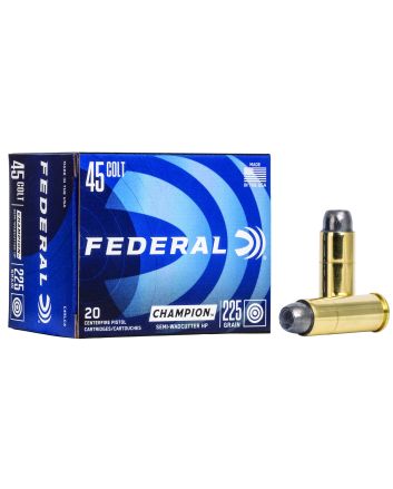 Federal C45LCA Champion Training 45Colt 225gr Semi Wadcutter Hollow Point 20 Per Box/25 Case