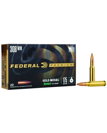 Federal GM308M2 Premium Gold Medal 308Win 175gr Sierra MatchKing BTHP 20 Per Box/10 Case