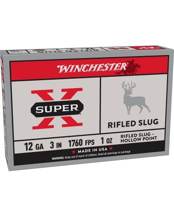 Winchester Ammo X123RS15 Super X12Gauge 3" 1oz Rifled Slug Shot 5 Per Box/50 Case