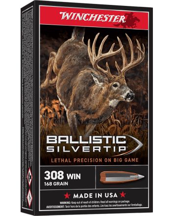 Winchester Ammo SBST308A Ballistic Silvertip308Win 168gr Rapid Controlled Expansion Polymer Tip 20 Per Box/10 Case
