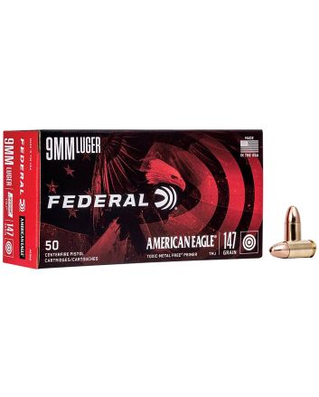 Federal AE9N2 American Eagle Indoor Range Training 9mmLuger 147gr Total Metal Jacket 50 Per Box/20 Case