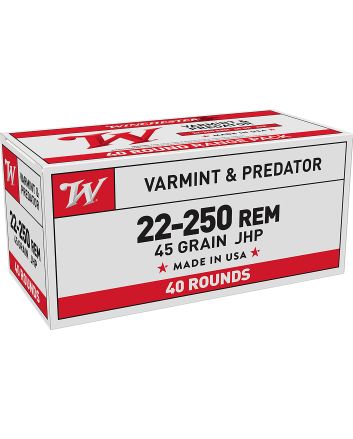 Winchester Ammo USA222502 USA22-250Rem 45gr Jacketed Hollow Point 40 Per Box/10 Case