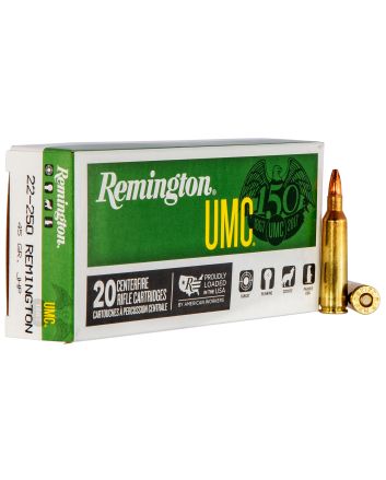 Remington Ammunition 23750 UMC22-250Rem 45gr Jacketed Hollow Point 20 Per Box/10 Case