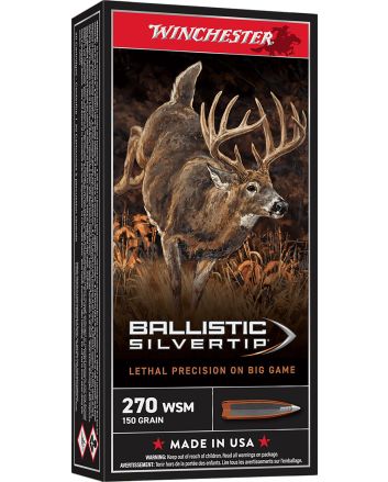 Winchester Ammo SBST2705A Ballistic Silvertip270WSM 150gr Rapid Controlled Expansion Polymer Tip 20 Per Box/10 Case