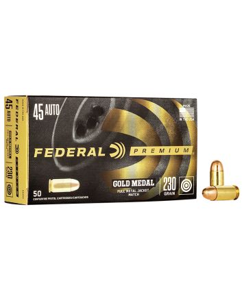 Federal GM45A Premium Gold Medal 45ACP 230gr Full Metal Jacket 50 Per Box/20 Case