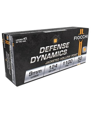 Fiocchi 9APBHP Defense Dynamics9mmLuger 124gr Jacketed Hollow Point 50 Per Box/20 Case *Worn