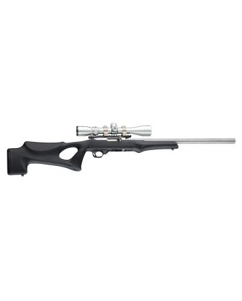 Hogue 22070 OverMolded Rifle Stock Fixed Thumbhole Black OverMolded Rubber Black Synthetic for Ruger 10/22 with .920 Diameter Barrel
