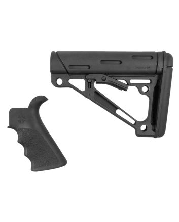Hogue 15056 OverMolded Combo Kit Collapsible Black OverMolded Rubber Black Synthetic &amp; Black Rubber Grip for AR15, M16 with Mil-Spec Tube (Tube Not Included)