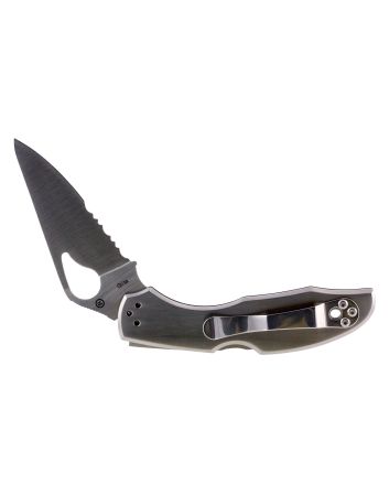 Spyderco BY04PS2 Byrd Meadowlark 2 2.94" Folding Clip Point Part Serrated 8Cr13MoV SS Blade Stainless Steel Handle Includes Pocket Clip