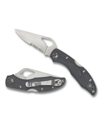 Spyderco BY04PSBK2 Byrd Meadowlark 2 Lightweight 2.87" Folding Drop Point Part Serrated 8Cr13MoV SS Blade BlackTextured FRN Handle Includes Pocket Clip