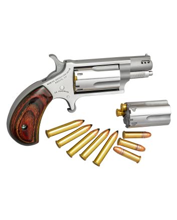North American Arms 22MSCP Mini-Revolver Combo 22 LR or 22 WMR 5 rd 1.13" Ported Barrel, Overall Stainless Steel Finish, Rosewood Birdshead Grip Includes Cylinder