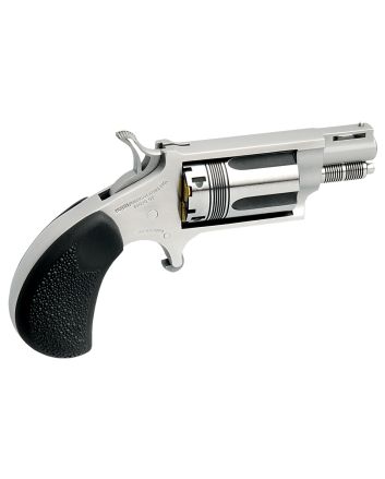 North American Arms 22MSTW Wasp Snub Nose 22 WMR 5 Shot 1.13" Vent Rib Barrel, Overall Stainless Steel Finish, Black Pebbled Texture Rubber Grip