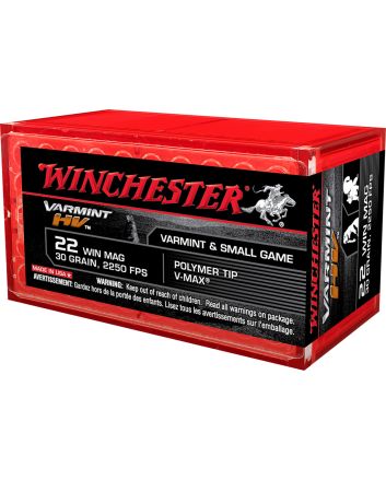 Winchester Ammo S22M2PT Varmint HV22WMR 30gr Hornady V Max 50 Per Box/20 Case
