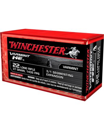 Winchester Ammo S22LRFSP Varmint HE22LR 37gr 3/1 Segmenting Expansion 50 Per Box/20 Case