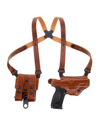Galco MC224 Miami Classic Shoulder System Size Fits Chest Up To 56" Tan Leather Compatible w/Glock 19 Gen1-5/17 Gen1-5/22 Gen2-5 Right Hand
