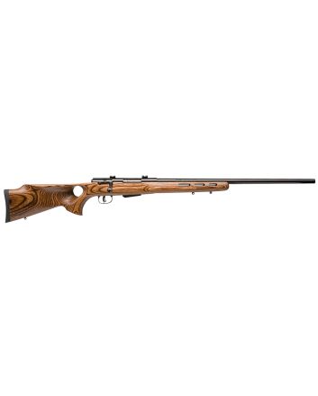 Savage Arms 19142 25 Lightweight Varminter-T Full Size 222 Rem 4+1 24" Matte Black Heavy Barrel, Matte Black Carbon Steel Receiver Drilled &amp; Tapped, Satin Brown Thumbhole Laminate Stock, Right Hand